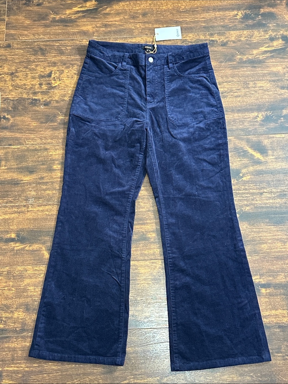 💙 Quince Organic Stretch Corduroy Flare Pants Navy 12 NWT ✨